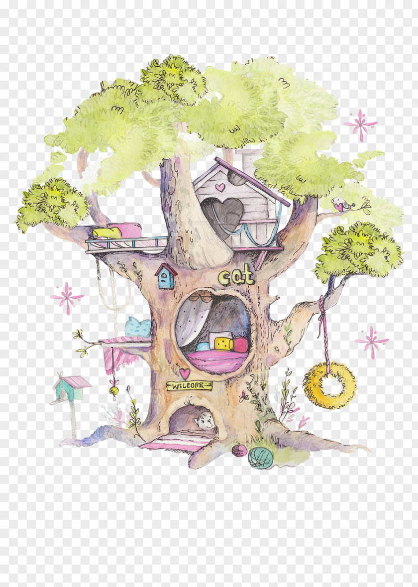 Plant Bird Nest Watercolor Tree PNG