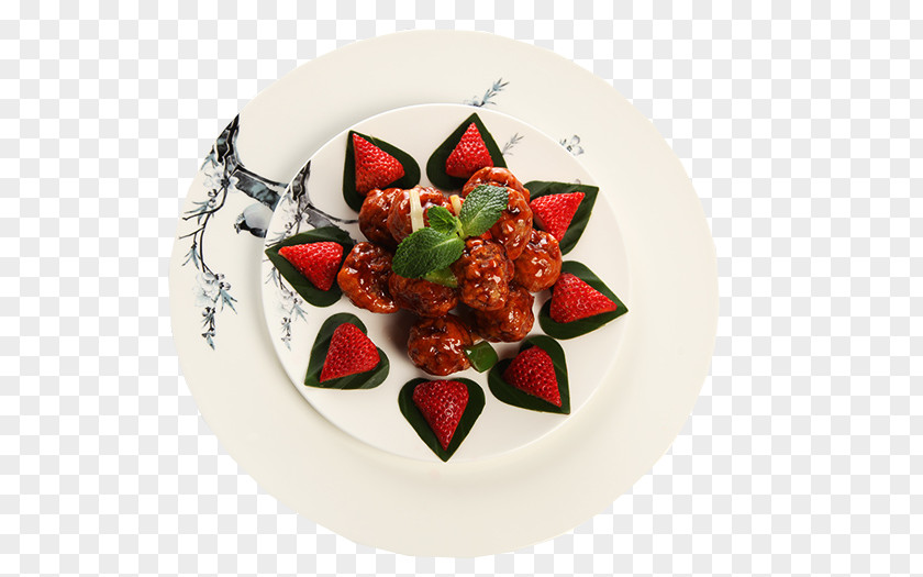 Strawberry Sweet And Sour Pork Plate Dessert Dish PNG