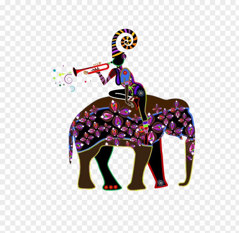 Elephant African Painting PNG