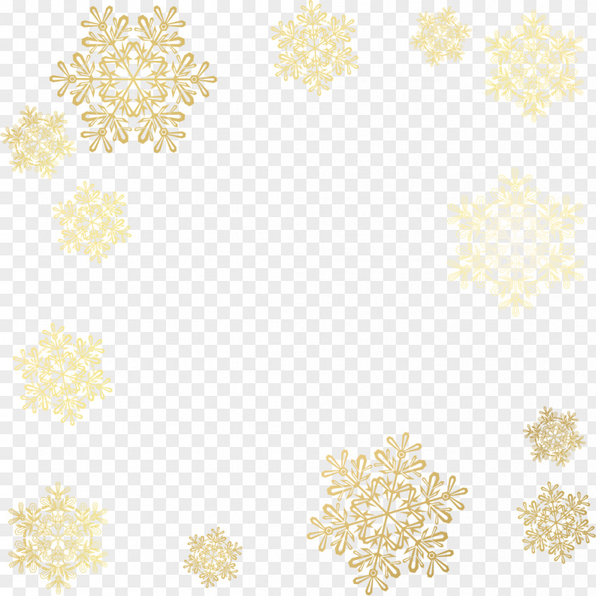 Vector Painted Golden Snowflakes White Area Pattern PNG