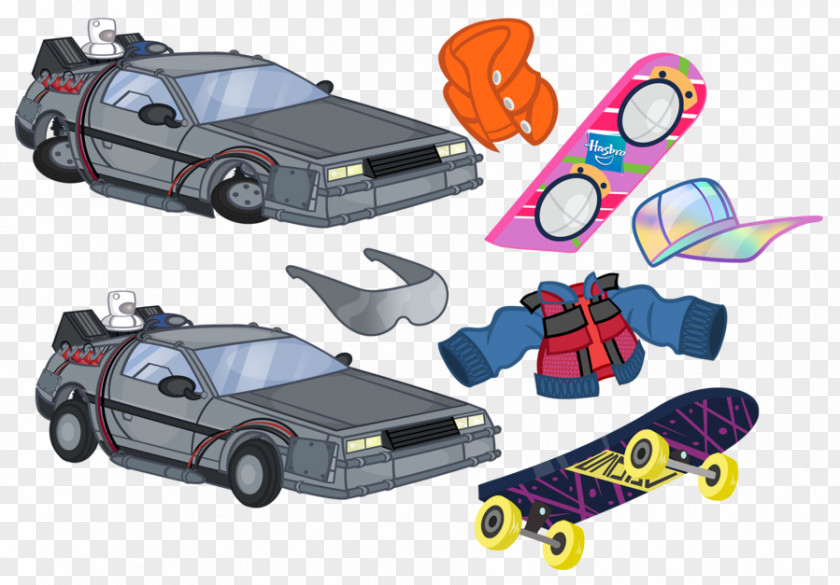 Marty McFly Dr. Emmett Brown Back To The Future DeLorean Time Machine Hoverboard PNG
