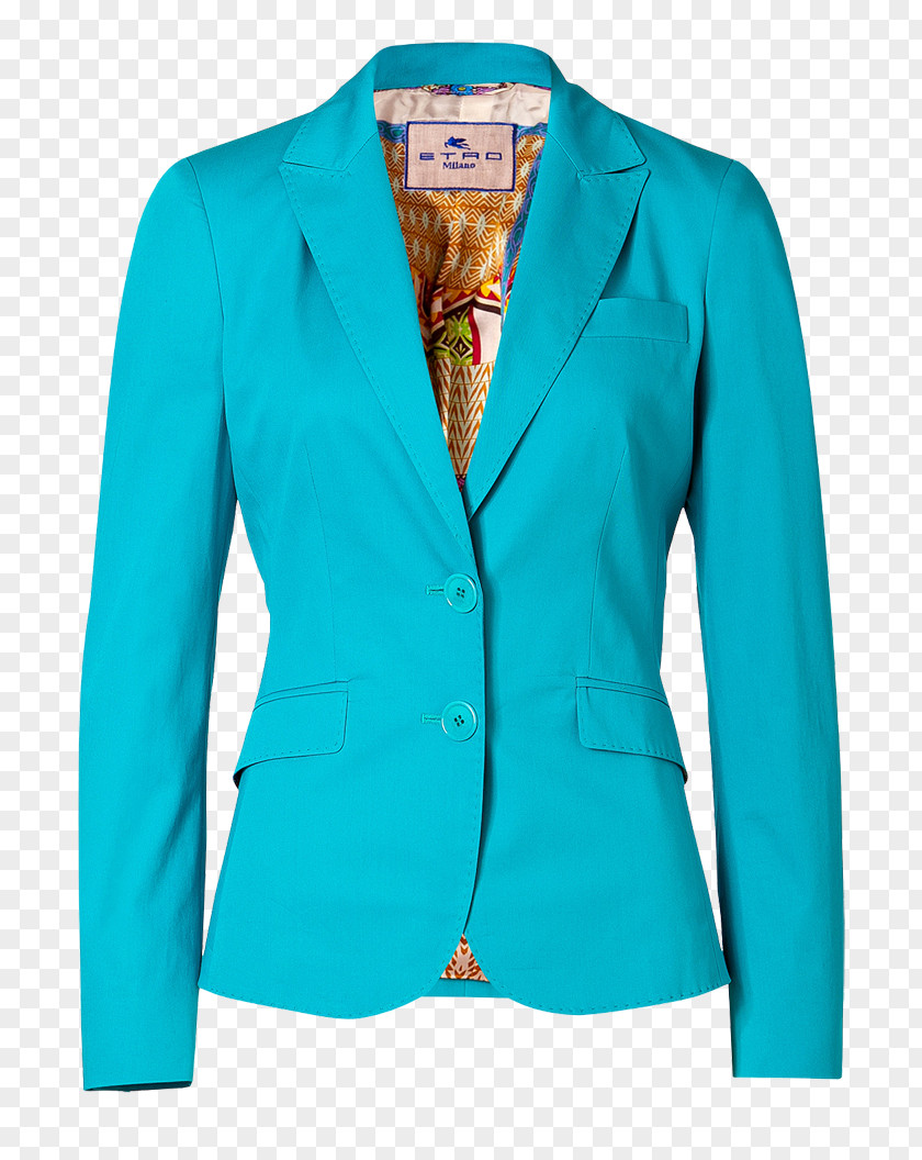 Blazer Jacket Zipper Turquoise Overcoat PNG