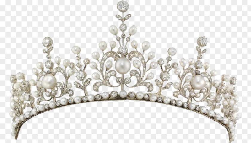 Diamond Tiara Pearl Necklace Crown PNG