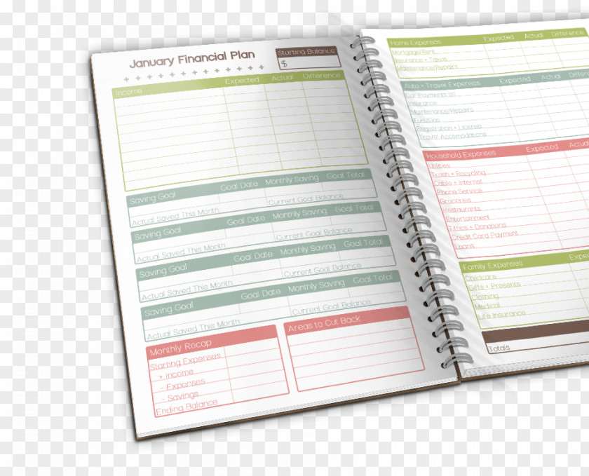 Financial Planner Paper Notebook PNG