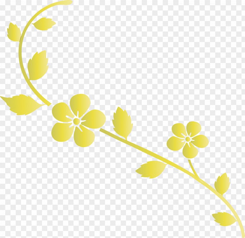 Yellow Leaf Plant Flower Branch PNG