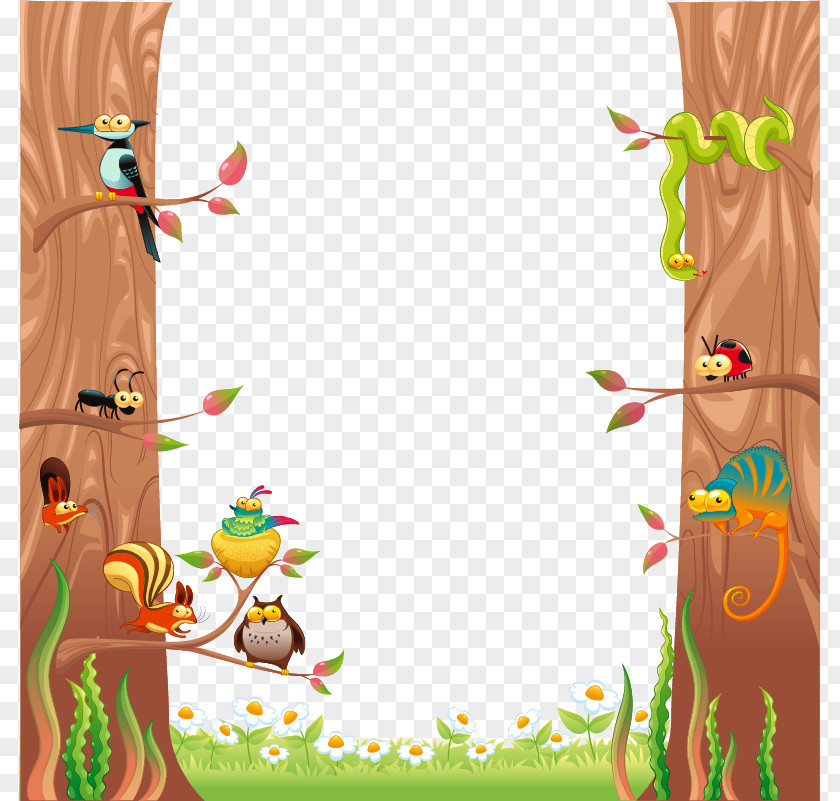 Flat Small Forest Animals Illustration PNG