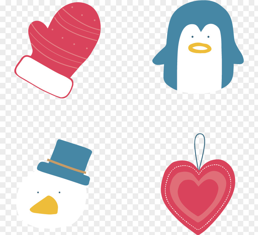 Hand-painted Cartoon Winter Elements Penguin Computer File PNG