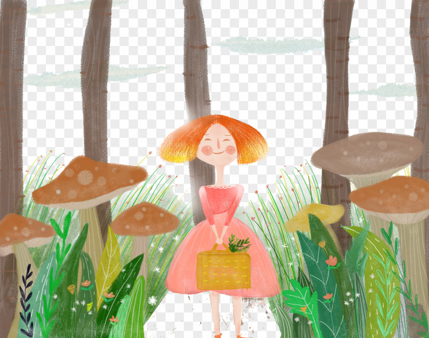 Mushroom Forest Child Illustrator Designer Illustration PNG