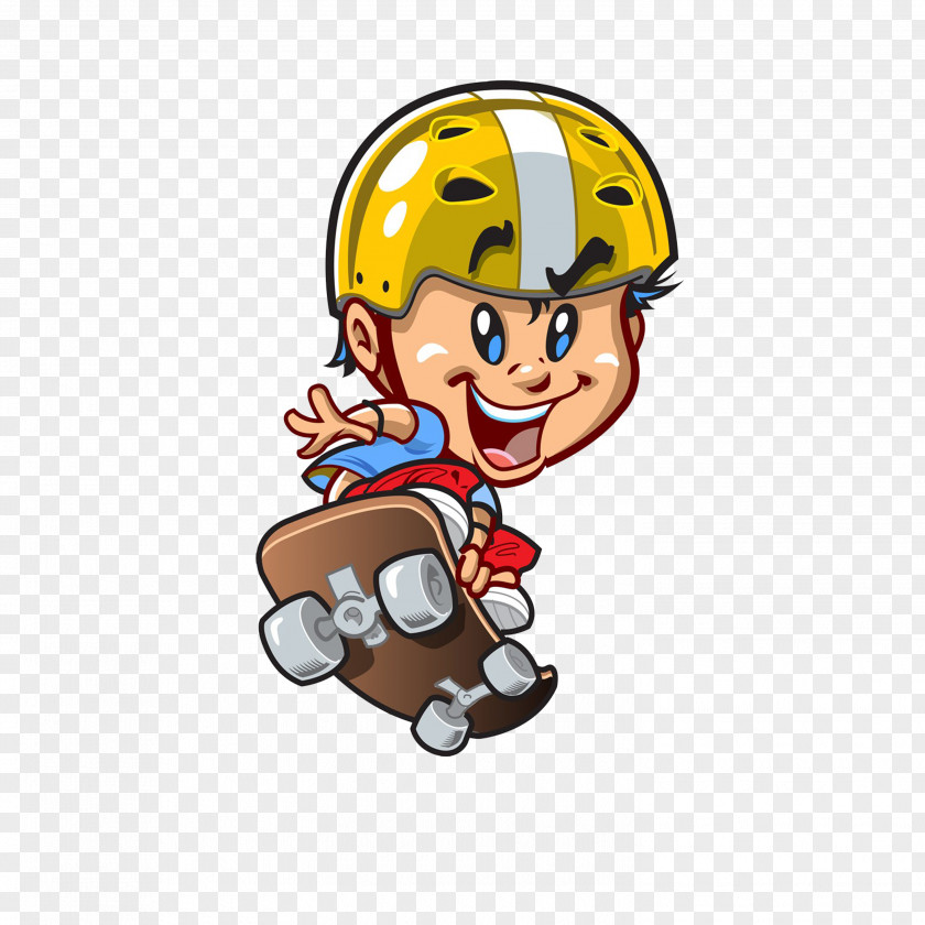 Skateboard Kid Skateboarding Cartoon Illustration PNG