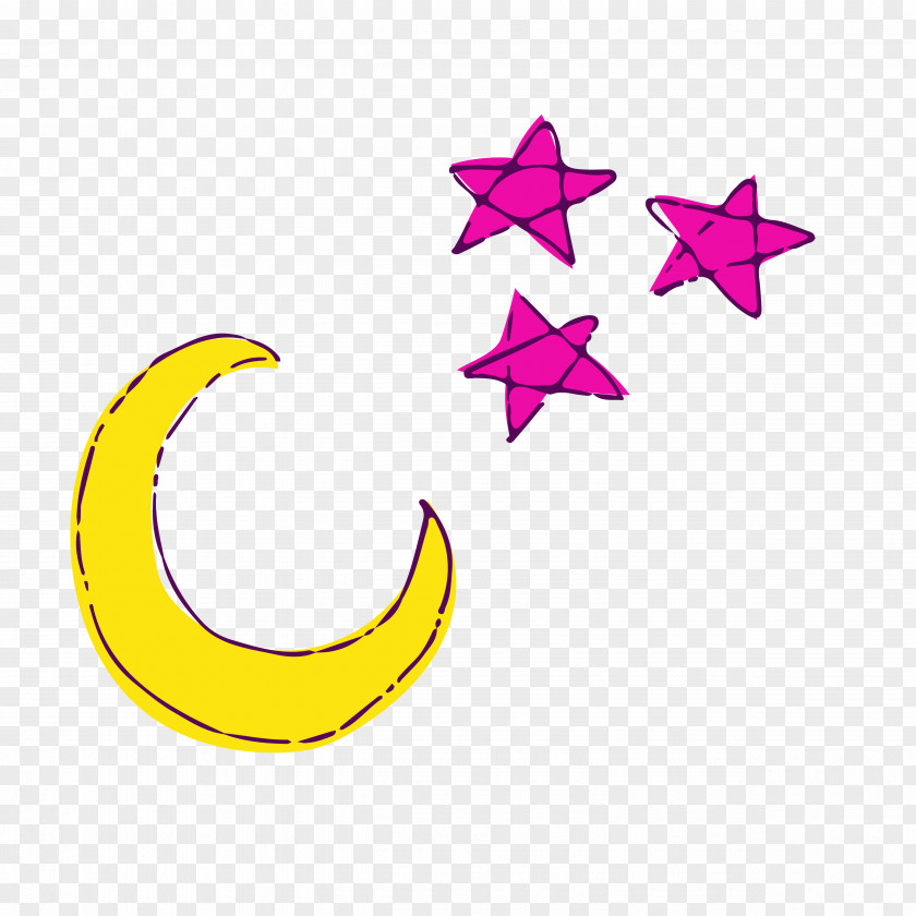 Cartoon Moon Stars Material Star Euclidean Vector PNG