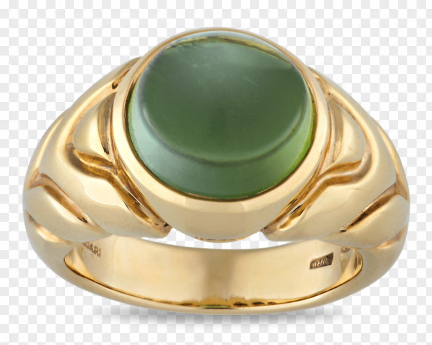 Emerald Tourmaline Cabochon Ring Bulgari PNG