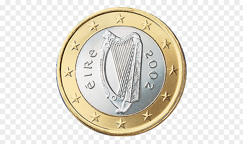 Euro Ireland Irish Coins 1 Coin PNG