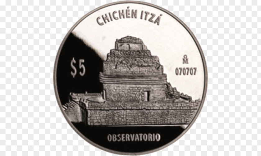 Coin Chichen Itza Observatory Silver Maya Civilization PNG