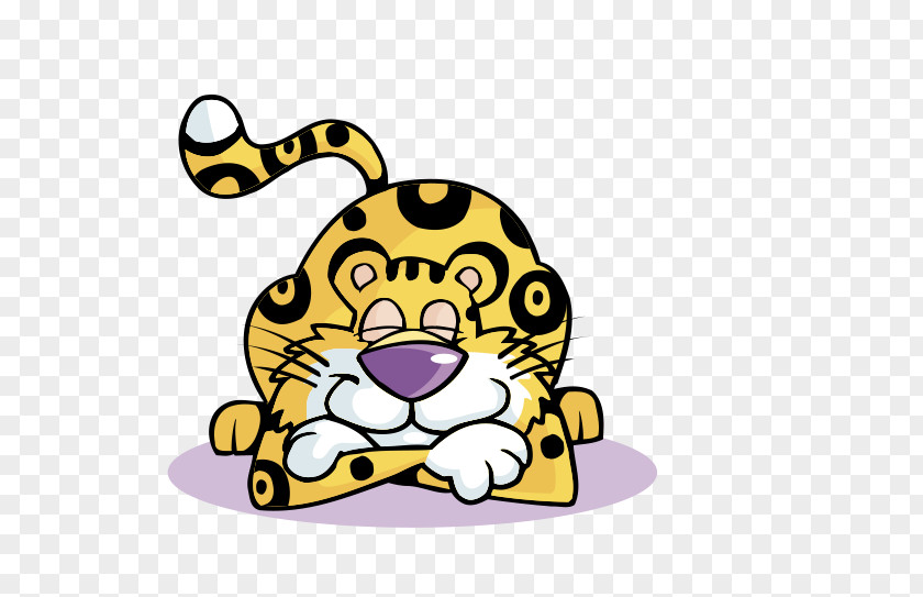 Cute Cartoon Leopard Lying Clip Art PNG