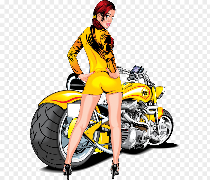Flirty And Car Vector Material, Motorcycle Woman Clip Art PNG
