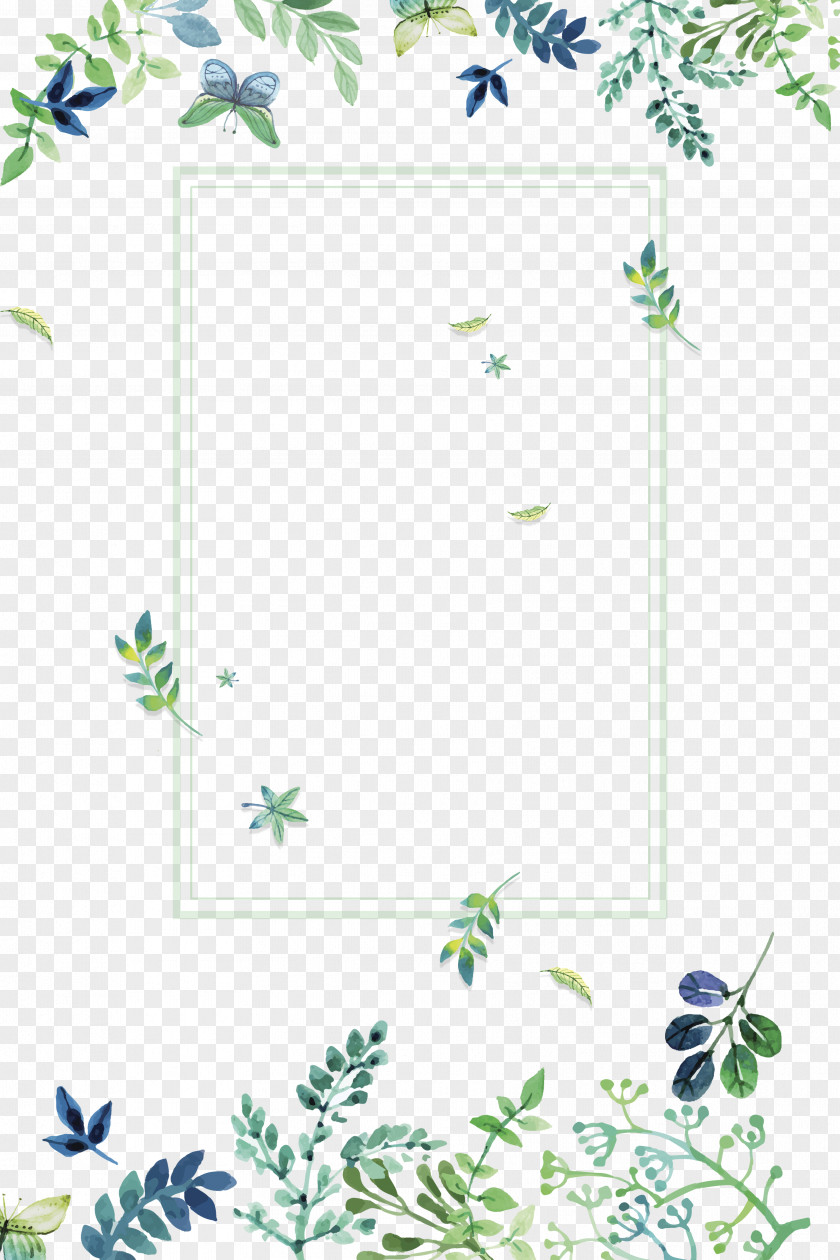 Small Fresh Green Flowers Border Texture PNG