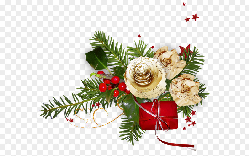Christmas Ornament Garden Roses Clip Art PNG