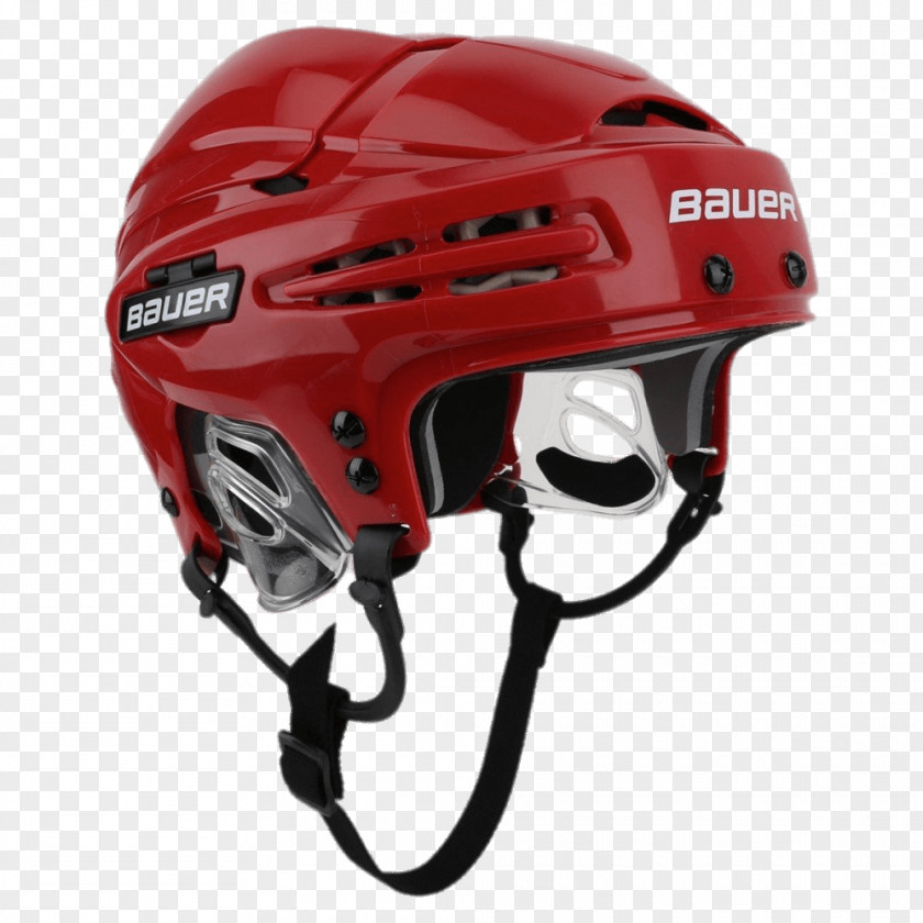 Red Bauer Hockey Helmet PNG Helmet, red sparring head gear clipart PNG