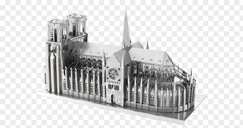 Notre-Dame De Paris Cathedral 3D-Puzzle Metal Facade PNG