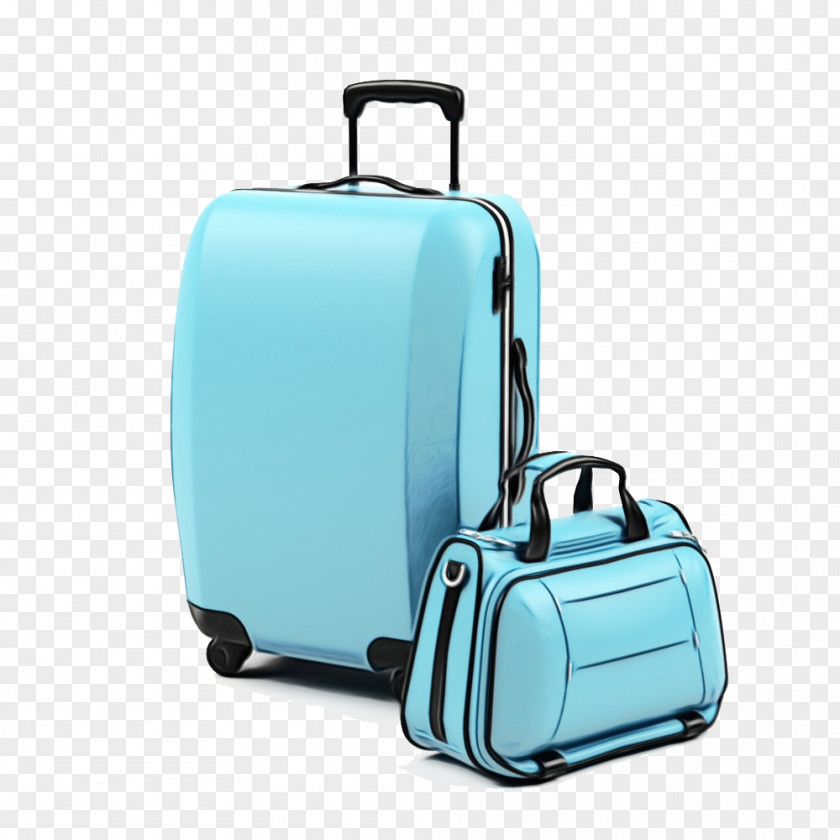 Rolling Travel Suitcase Bag Hand Luggage Baggage Turquoise PNG