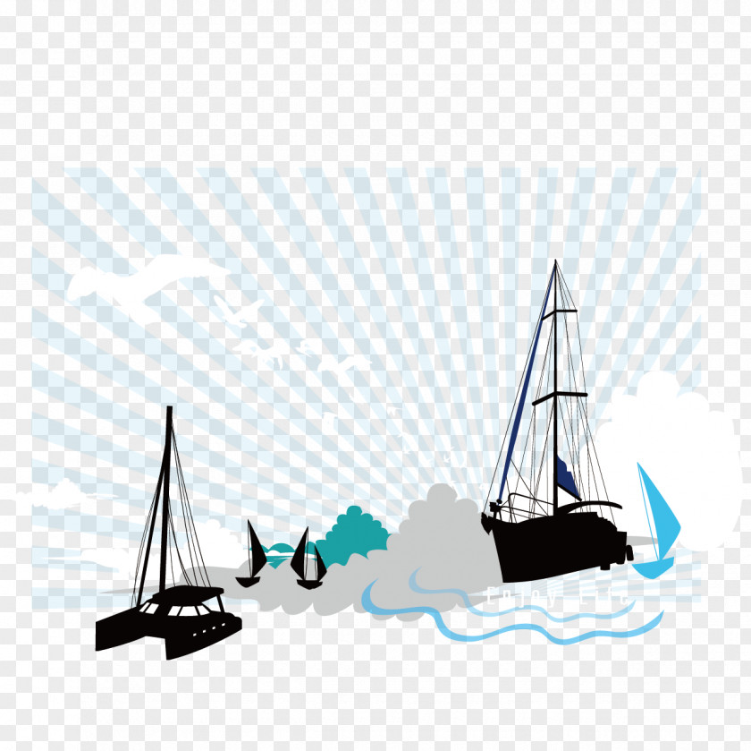 Sailing Vessel In The Sea Vector Material PNG