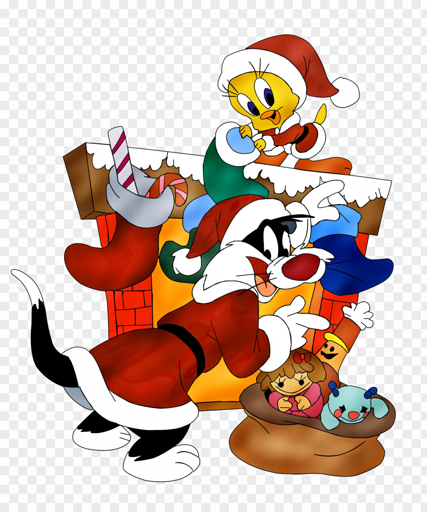 Cartoon Christmas Tweety Sylvester Bugs Bunny Looney Tunes PNG