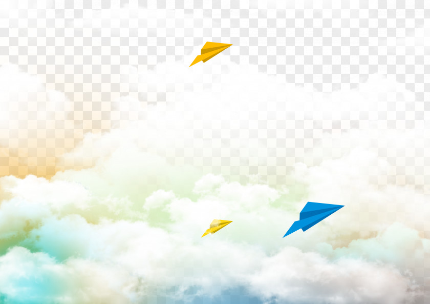 Blue Sky White Paper Background Plane Airplane PNG