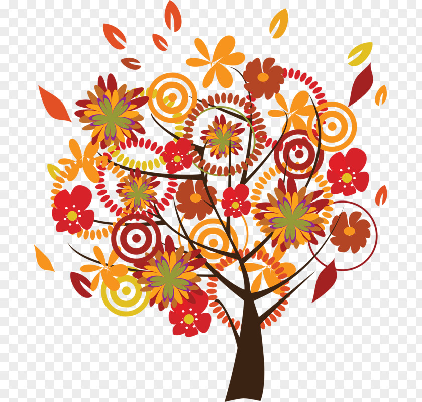 Sprinkle Flowers To Celebrate Autumn Tree PNG