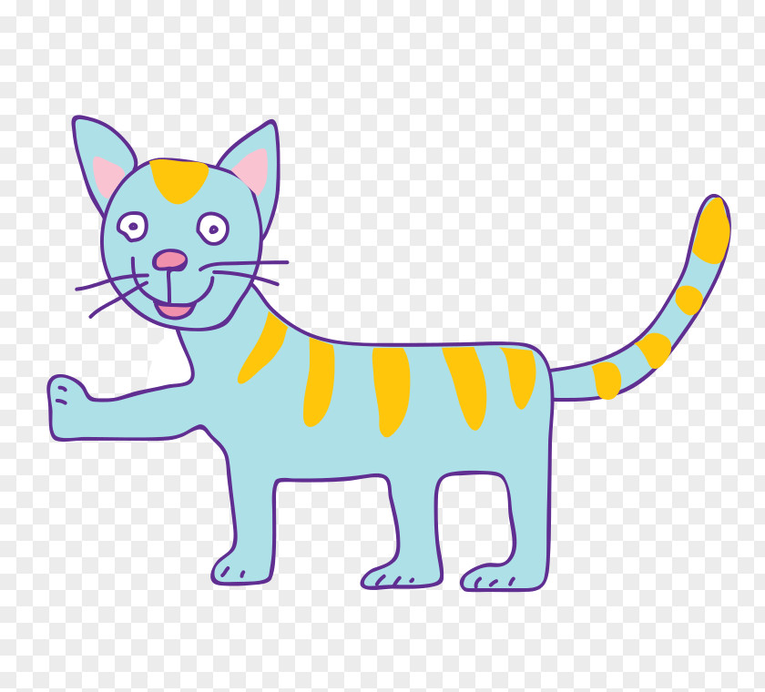 Blue Cartoon Cat Stretch Kitten Whiskers Tabby Clip Art PNG