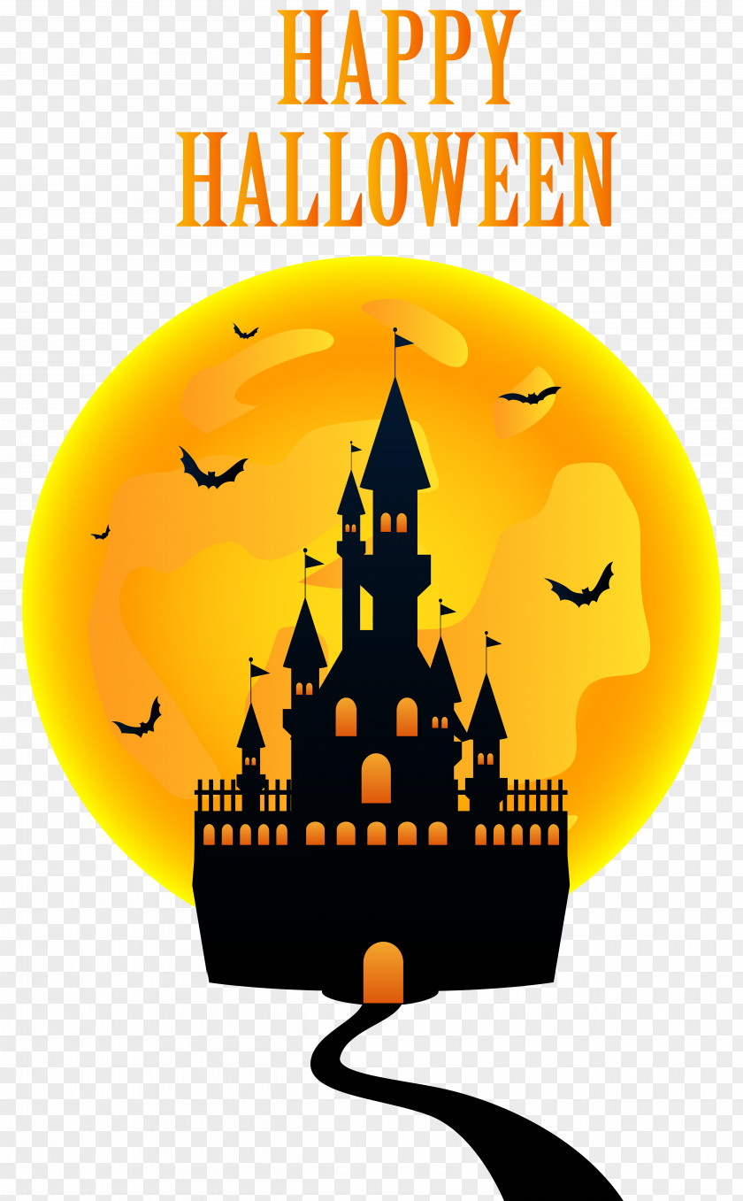 Happy Halloween With Castle Clip Art Image PNG