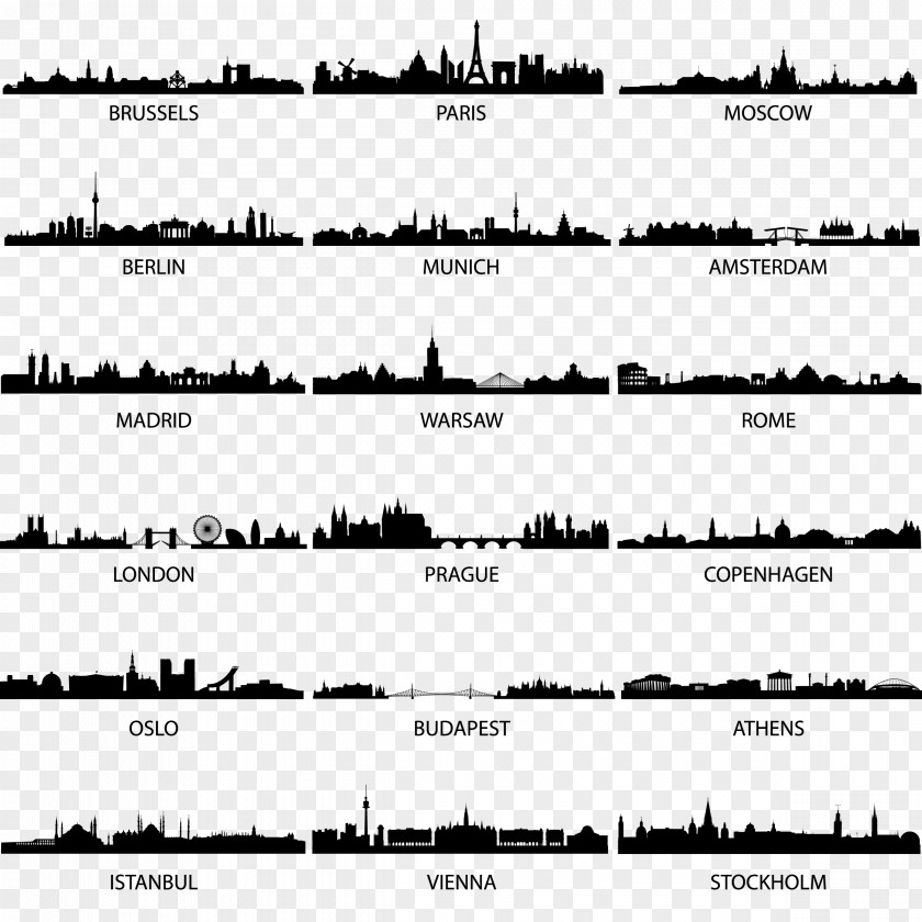 City Skyline Silhouette Drawing PNG