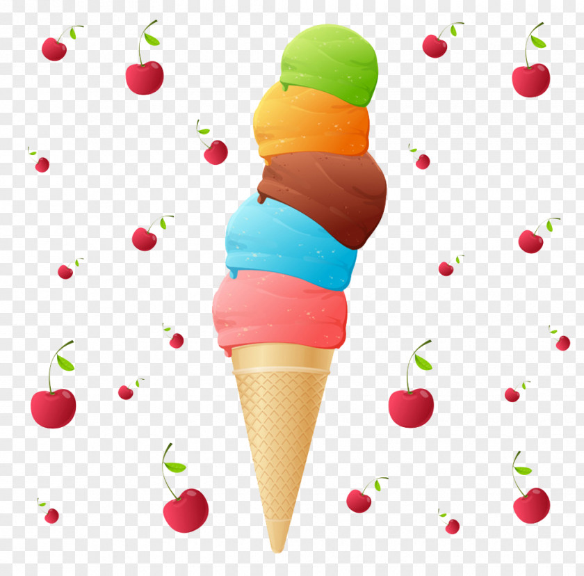 Free Ice Cream Cartoon Cherry Buckle Creative Decorative Embellishment Cone Pistachio PNG