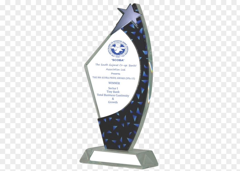 Glass Trophy Acrylic Award Cobalt Blue PNG