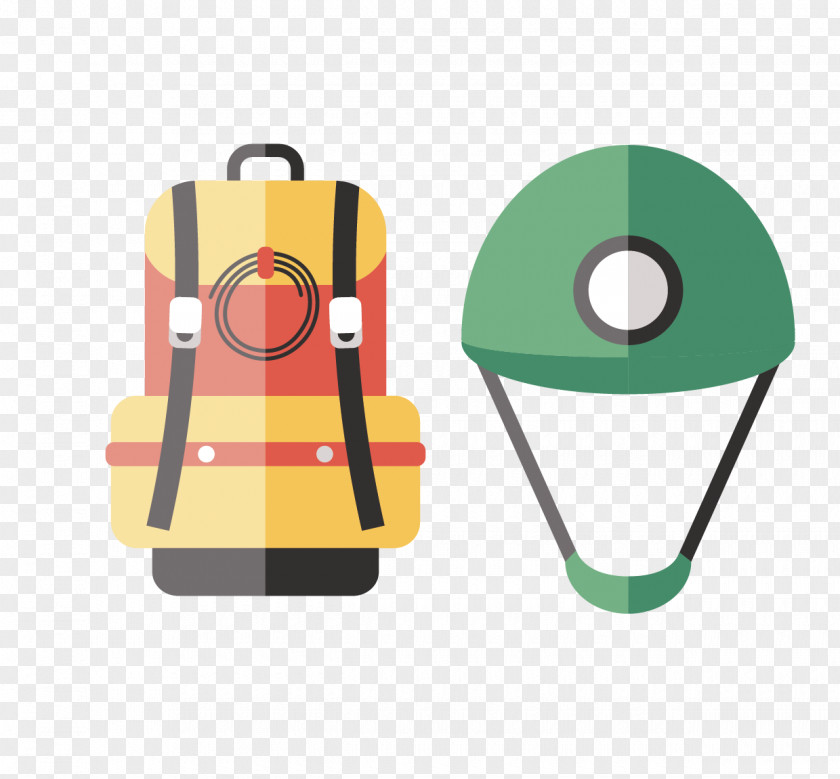 Flat Backpack And Hat Flashlight Satchel Bag Cartoon PNG