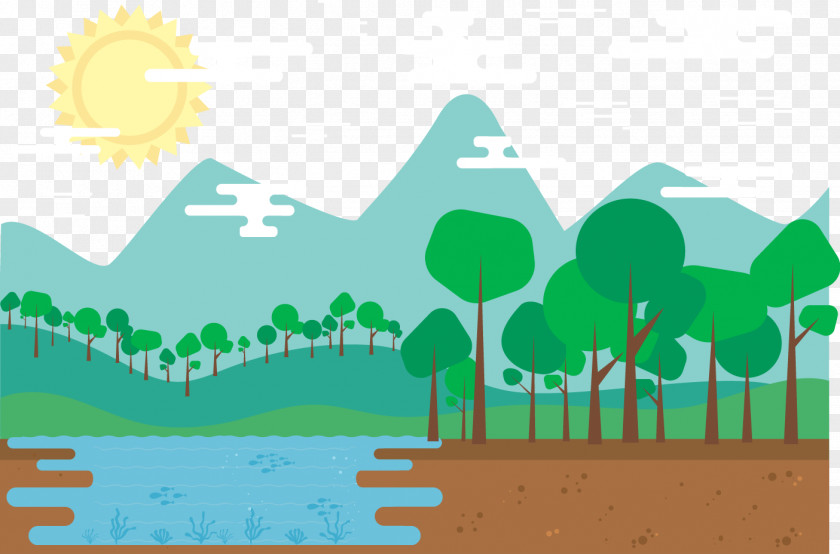 Vector Forest Landscape Illustration PNG