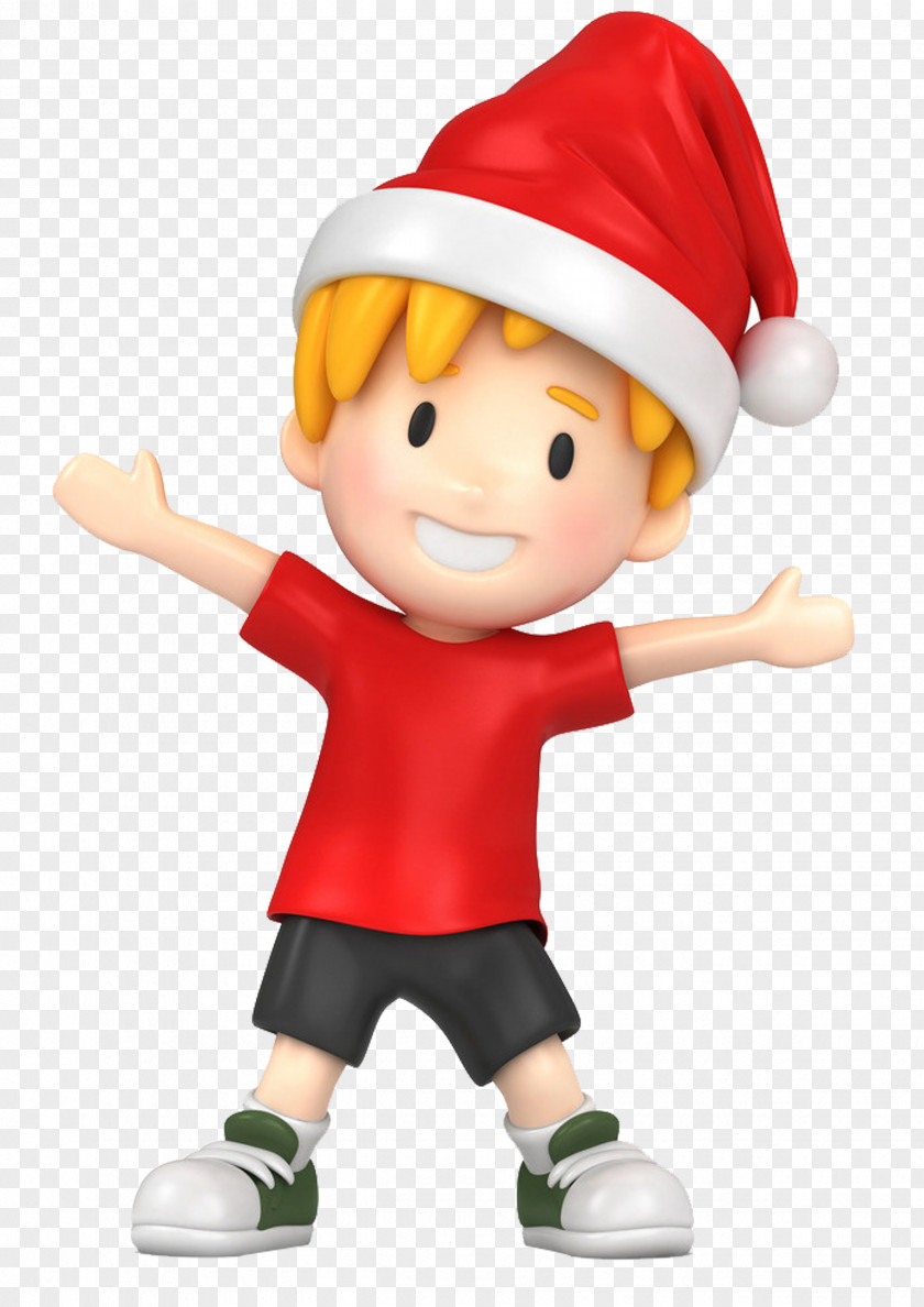 Wearing A Christmas Hat Boy Child Clip Art PNG