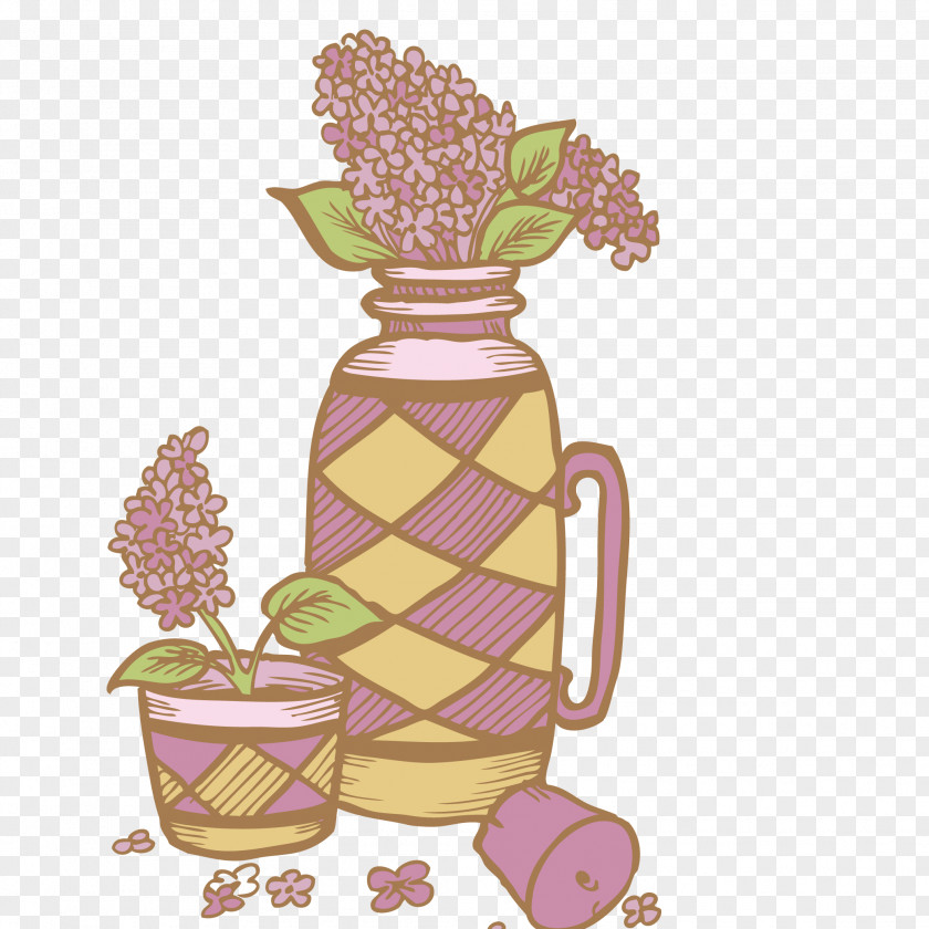 Vase Line Art Cartoon Illustration PNG