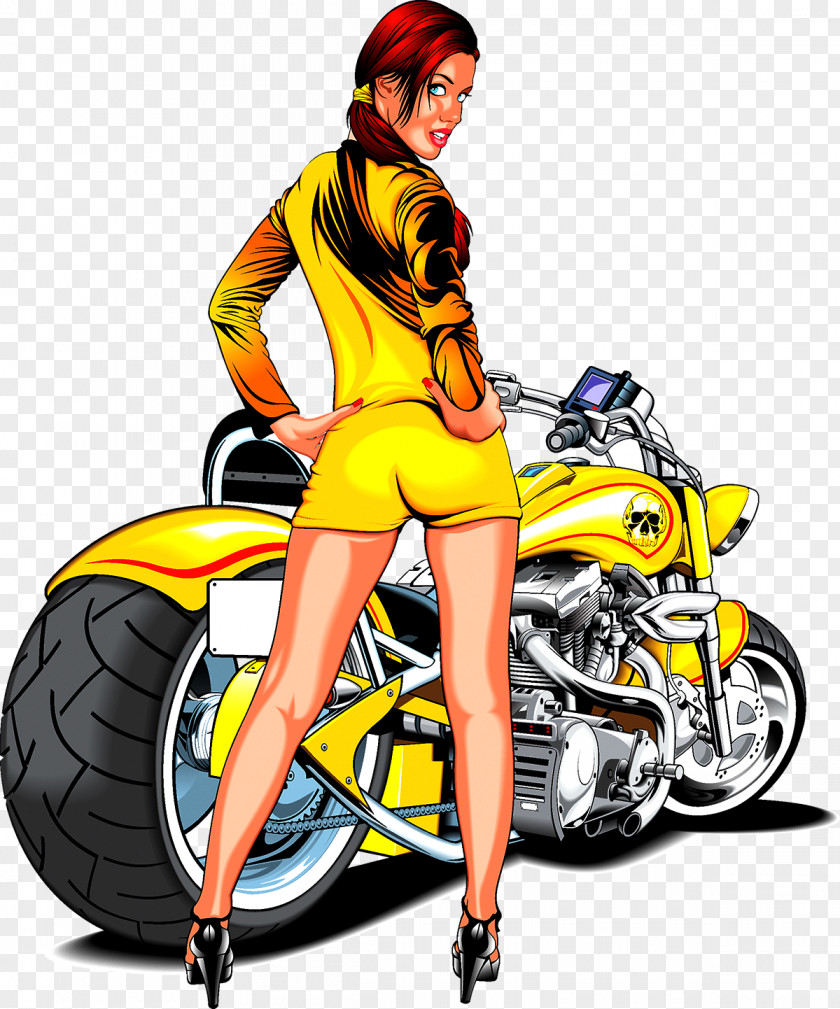 Woman Motorcycle Racing Scooter Cartoon Chopper PNG