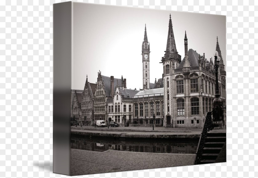 Makkah Clock Tower Saint Nicholas' Church, Ghent Monochrome Photography Graslei Building PNG