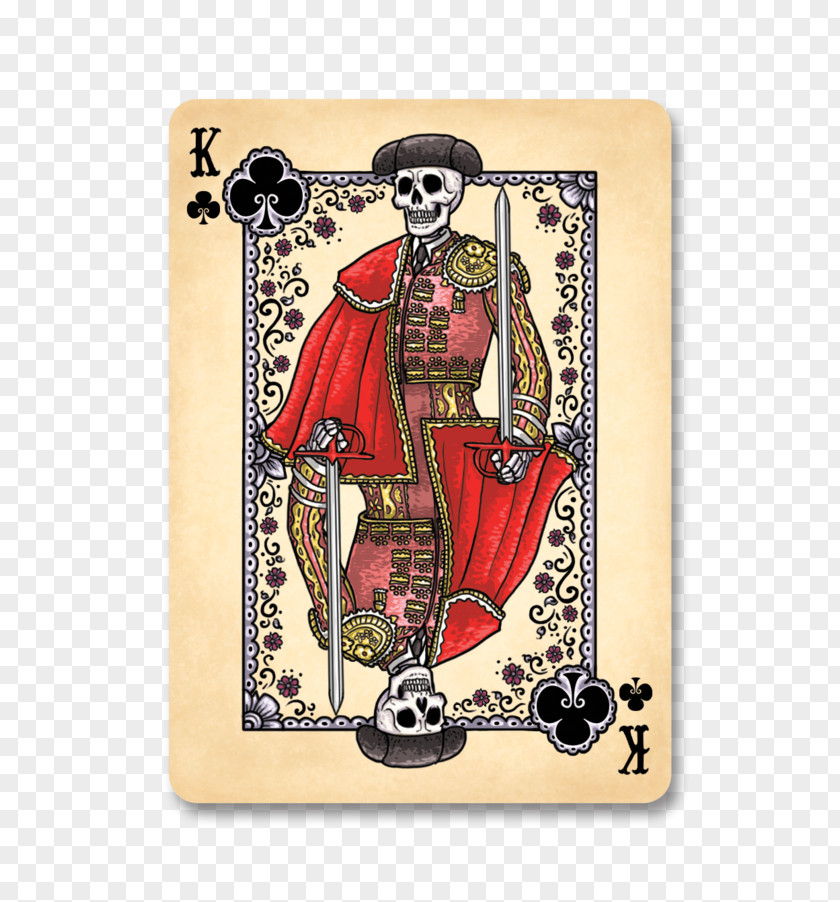 Mexican Painted Skull Banner Bicycle Playing Cards Day Of The Dead Calavera King Clubs PNG