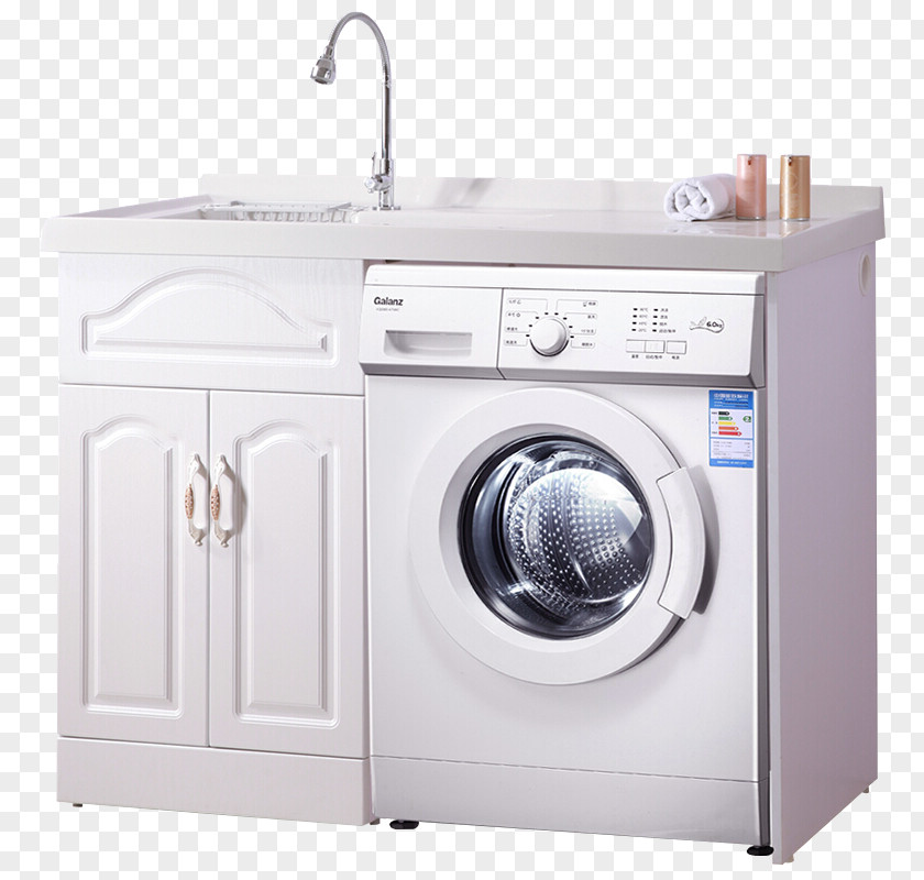 White Laundry Cabinets And Washing Machines Machine Cabinetry Galanz Furniture Home Appliance PNG