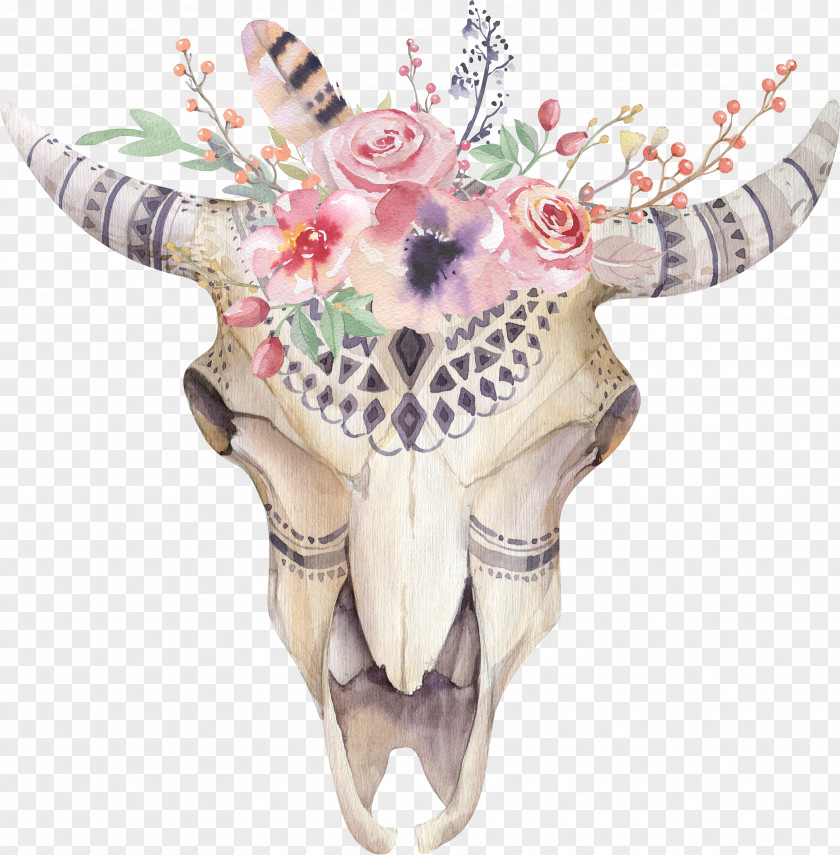 Flower Skull Floral Design Boho-chic Stock Photography PNG