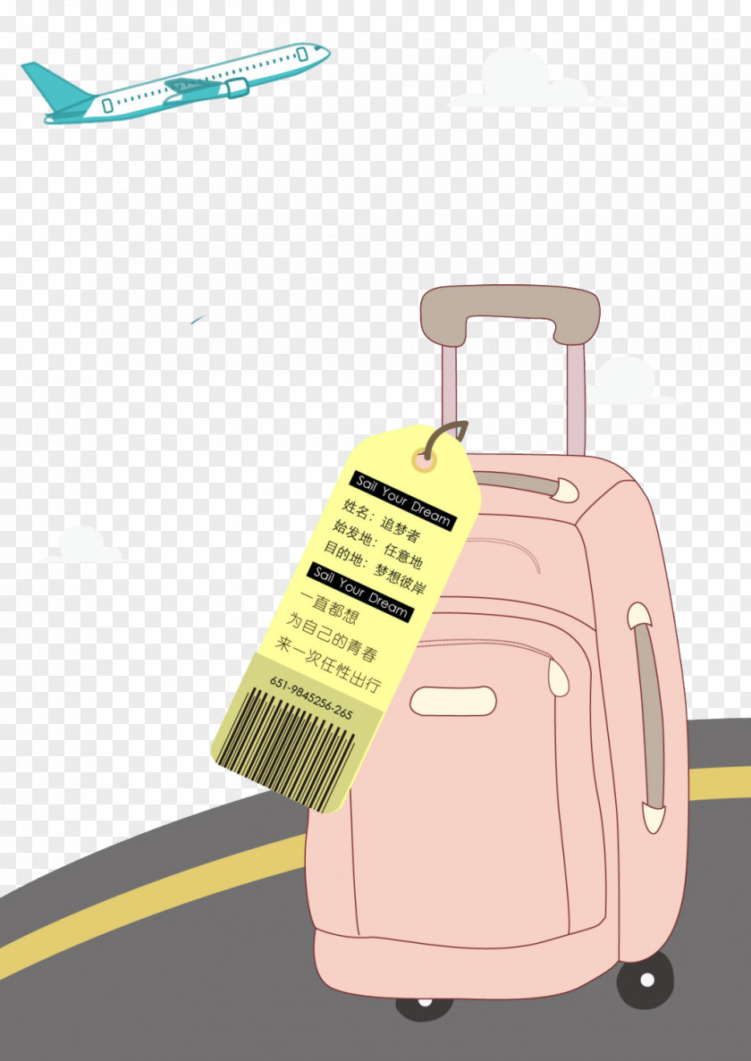 Suitcase Airplane Cartoon Background Elements Aircraft PNG
