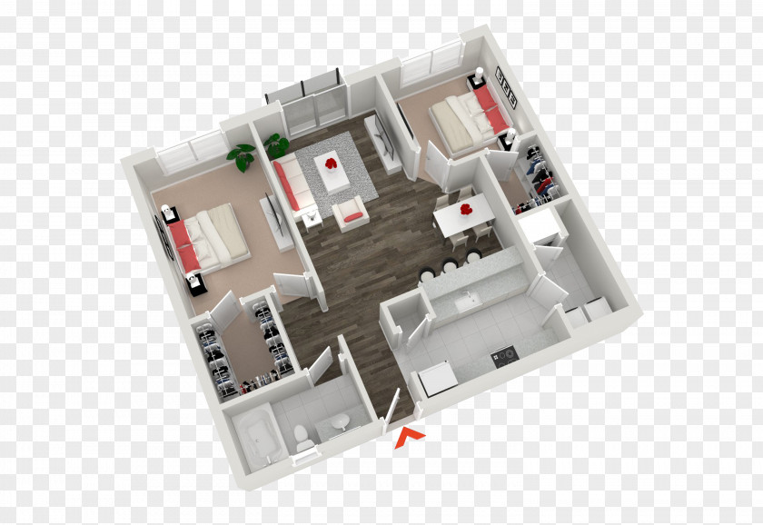 Layout Plan House 3D Floor PNG