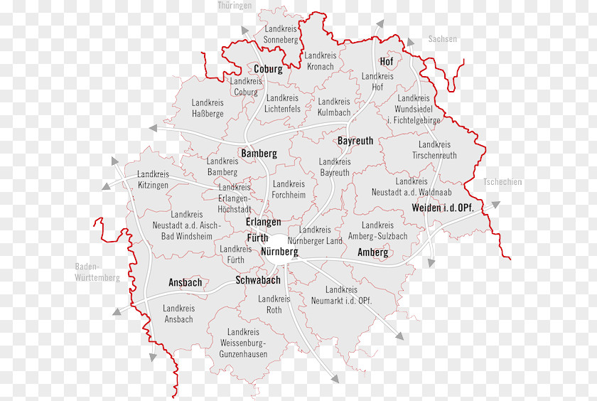 Map Ansbach Nuremberg Metropolitan Region Bayreuth Coburg PNG