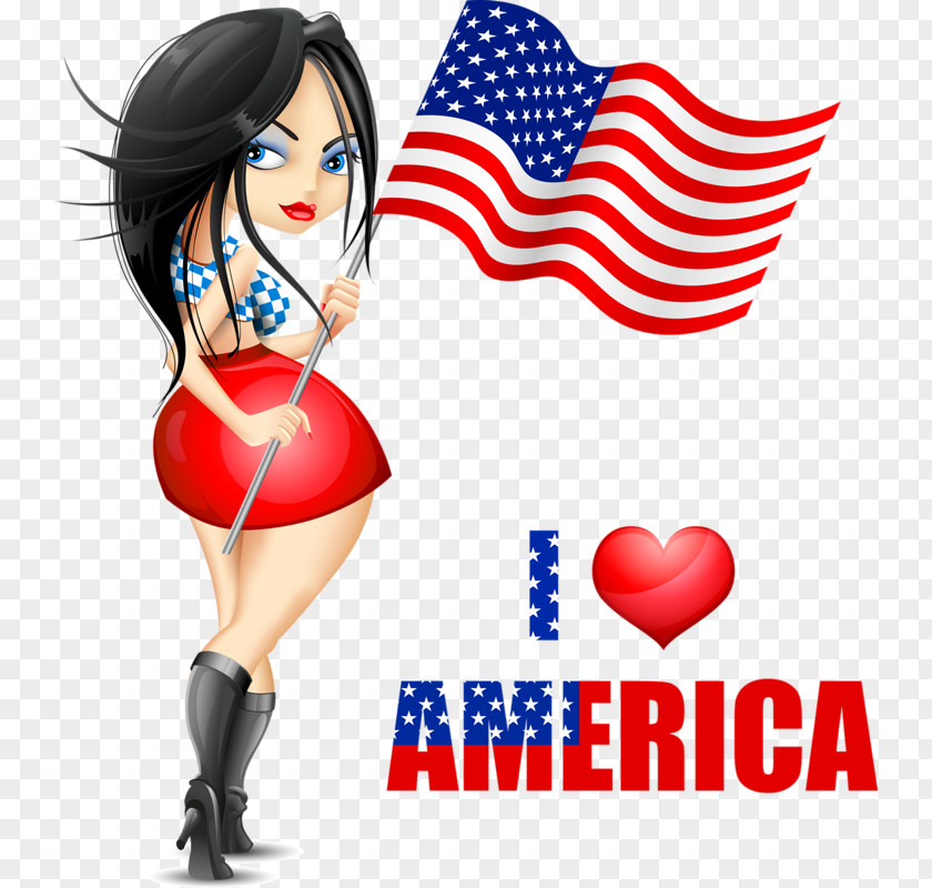 I Love America Flag Of The United States Woman Clip Art PNG