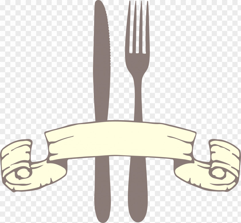 Yellow Knife And Fork Ribbon European Cuisine PNG