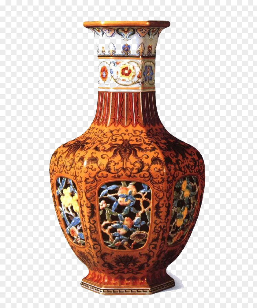 Antique Objects Qing Dynasty Vase Falangcai Porcelain PNG