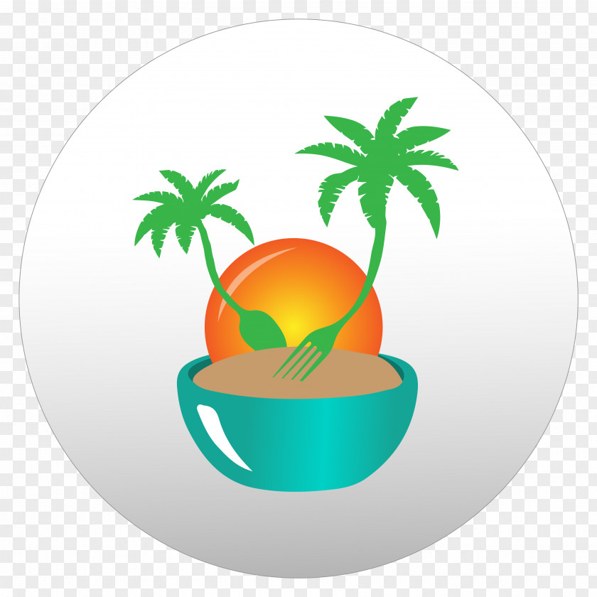 Grapefruit Mai Tai Coconut Tree Cartoon PNG