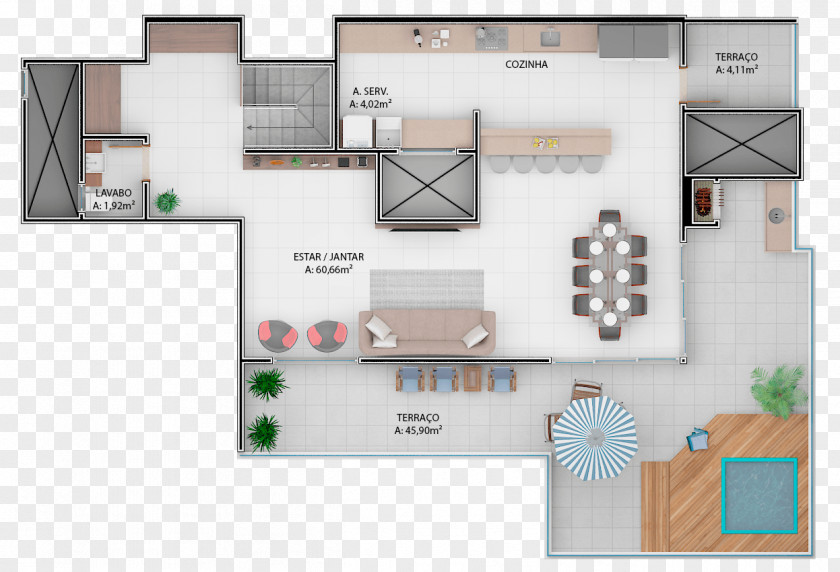 Plant GAIVOTAS GARDEN BEACH Floor Plan Wood PNG